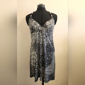 Backless Peacock print mini dress